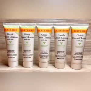 Lot of 5 Burt's Bees Gentle Cream Cleanser With Aloe, Travel Size: 0.67oz